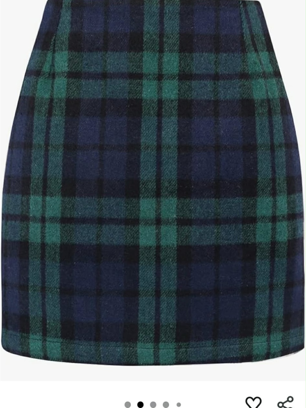 Classic Green & Navy Plaid Mini Skirt 20% wool 80% polyester size M NWT